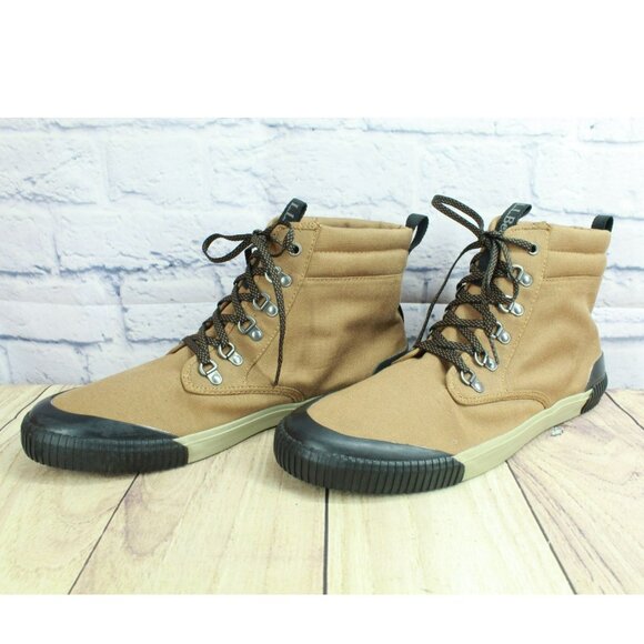 LL Bean Eco Woods Tan Canvas Lace Up Padded Collar Hiking Boots Size 13 M - Picture 2 of 9